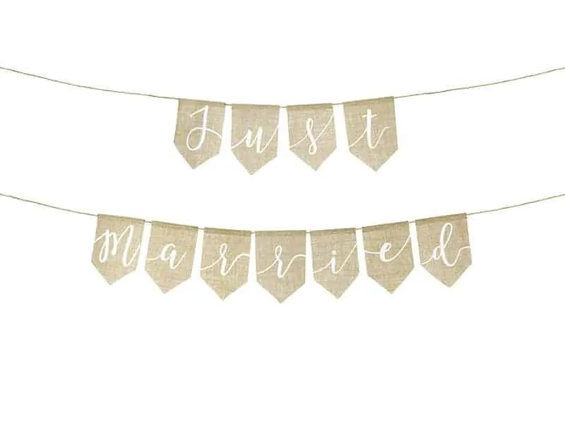 Flaggbanner - Sekkestrie - Just Married - miniatyrbilde