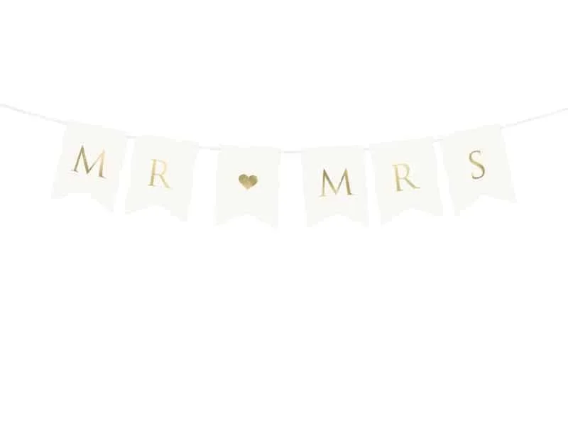Mr Mrs - Banner - 15 x 85cm - Hvit - miniatyrbilde