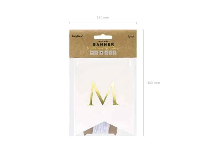 Mr Mrs - Banner - 15 x 85cm - Hvit - miniatyrbilde