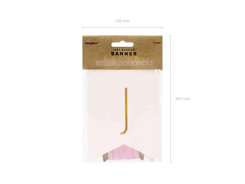 Just Married - Banner - 15 x 155 cm - Lys rosa - miniatyrbilde