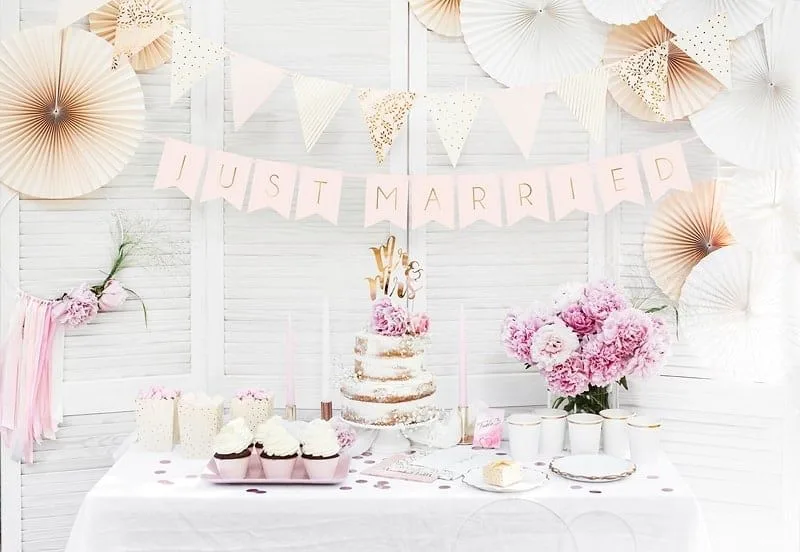 Just Married - Banner - 15 x 155 cm - Lys rosa