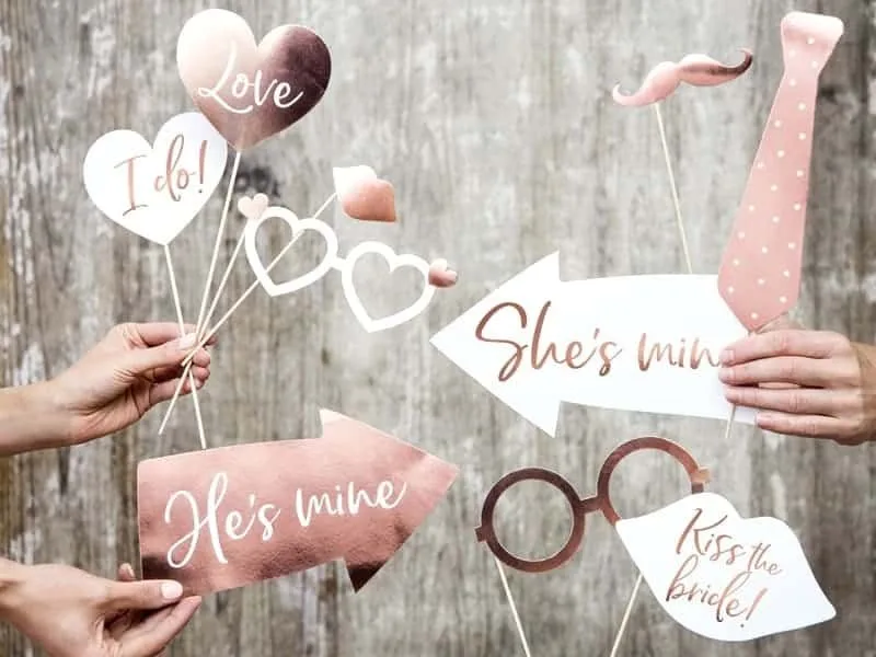Photobooth Effektsett - Bryllupsmiks - Rose gold