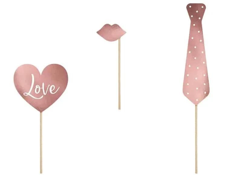 Photobooth Effektsett - Bryllupsmiks - Rose gold - miniatyrbilde