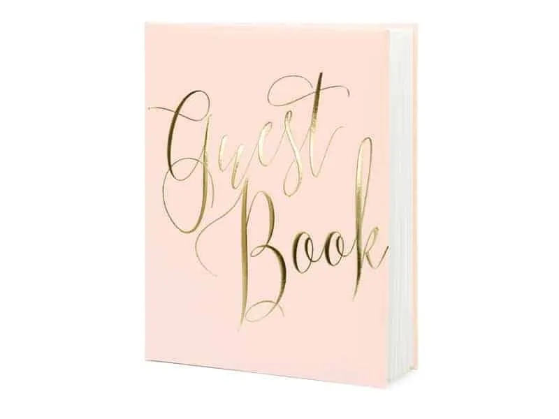 Gjestebok - Pudder Rosa - Guest Book - Gull - miniatyrbilde