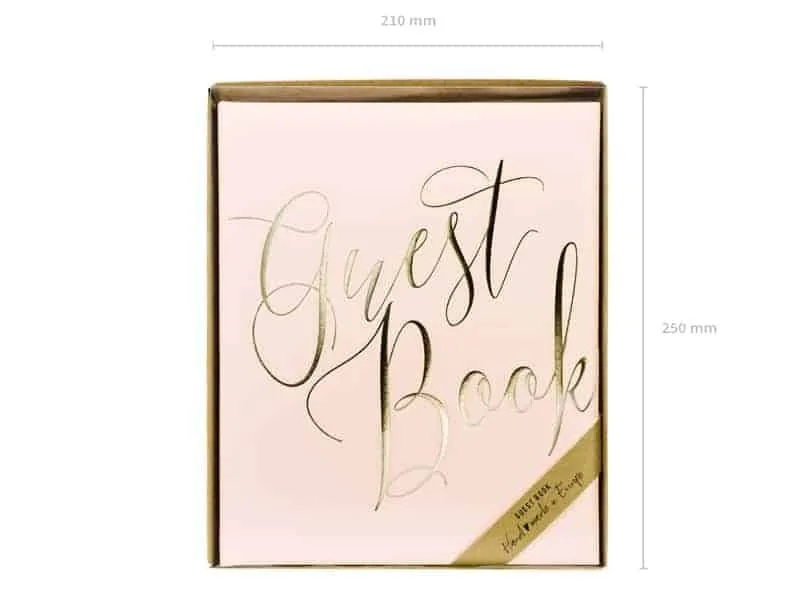 Gjestebok - Pudder Rosa - Guest Book - Gull - miniatyrbilde