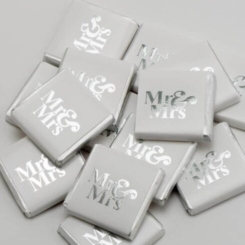 Sjokolade til bryllup - Mr & Mrs Sølv - 100 stk | bilde 1