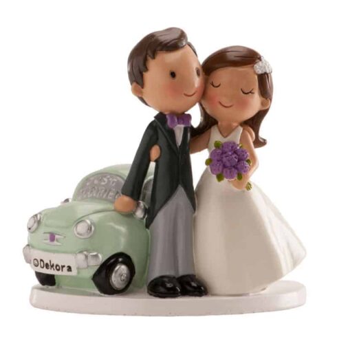 Brudepar med Bryllupsbil - 12 cm | bilde 1