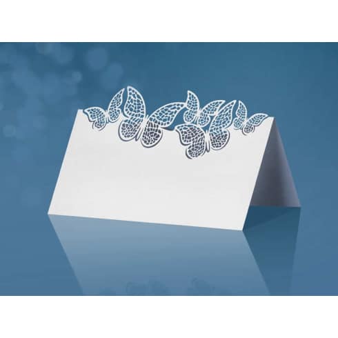 Dobbelt bordkort med lekre sommerfugler - 10 stk - Hvite | bilde 2