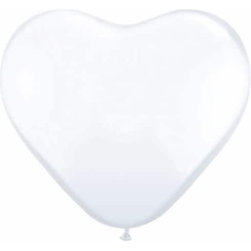 Hjerteballonger Latex - 25cm - Hvite - 6 stk | bilde 1