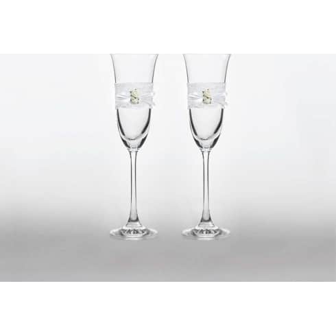 2 stk. Champagneglass med blonder og blomster | bilde 3