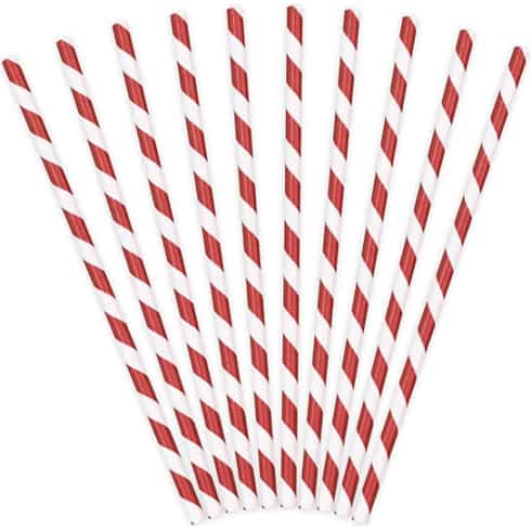 Papirsugerør - Striper Rød - 19.5cm - 10 stk | bilde 3