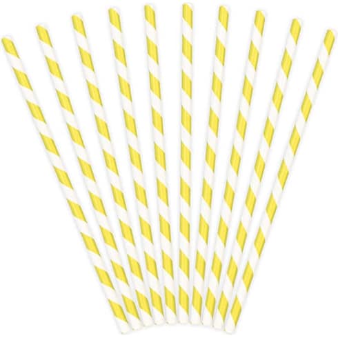 Papirsugerør - Striper Solgul - 19.5cm - 10 stk | bilde 2