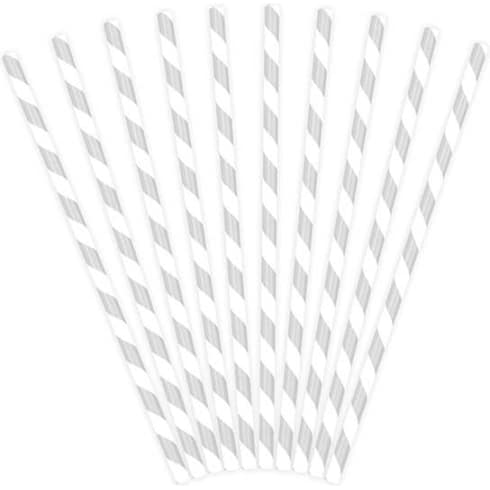 Papirsugerør - Striper Matt Sølv - 19.5cm - 10 stk | bilde 3