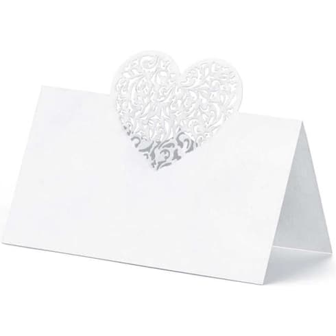 Dobbelt bordkort med Nydelig Hjerte - 10 stk - Hvite | bilde 1