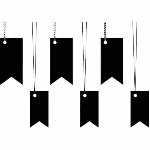 Dekorative Flaggtags - Sorte med snor - 6 stk | bilde 1