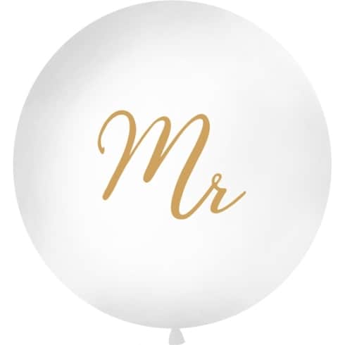 Megaballong - 1 meter - Mr - Hvit og Gull | bilde 1