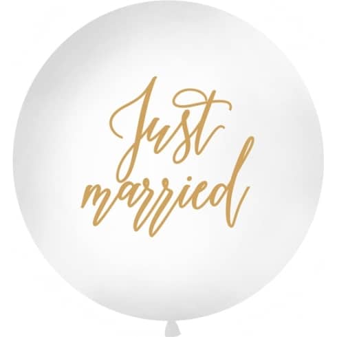 Megaballong - 1 meter - Just Married - Hvit og Gull | bilde 1