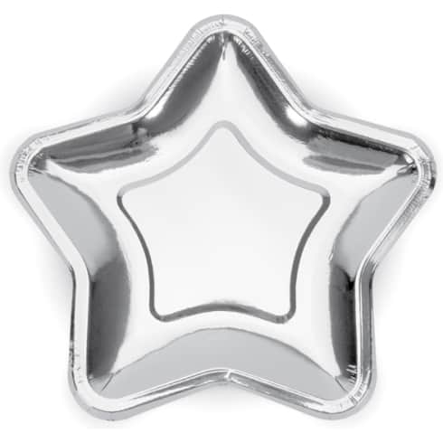 Papptallerken - Sølvstjerne - 6 stk - 23cm | bilde 1